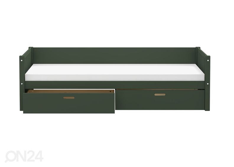 Thuka lastevoodi Viggo sahtlitega, roheline suurendatud