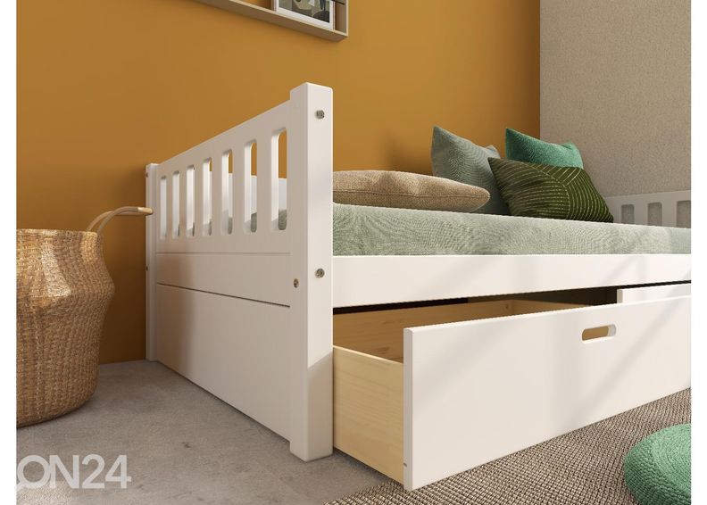 Thuka lastevoodi Viggo sahtlitega, valge suurendatud