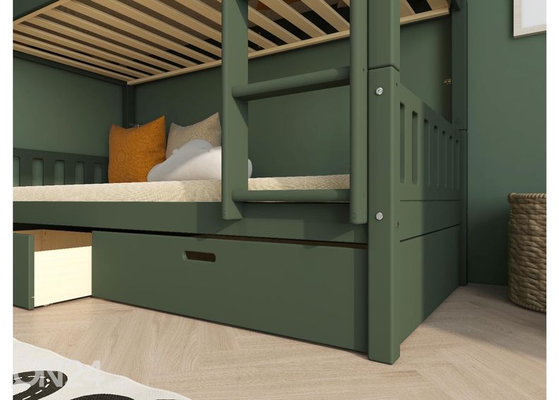 Thuka narivoodi Viggo 2-kohaline sahtlitega, roheline suurendatud