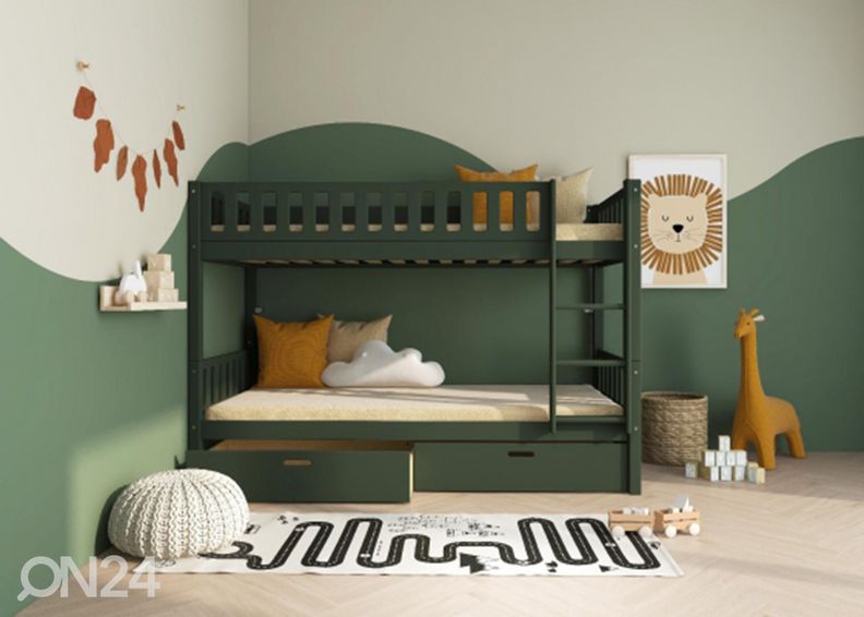 Thuka narivoodi Viggo 2-kohaline sahtlitega, roheline suurendatud