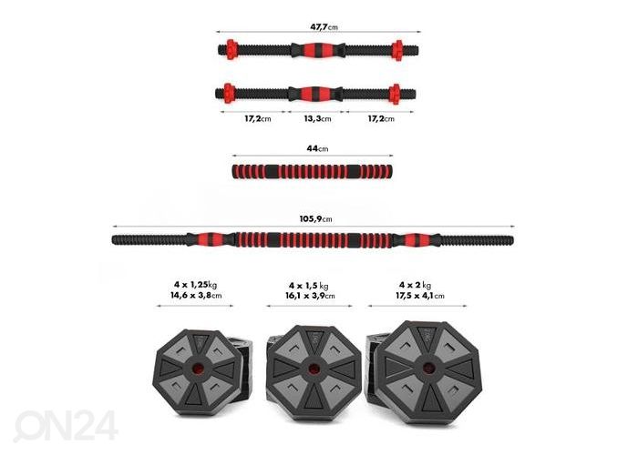 Tõstekang ja hantlid komposiit HMS 20 Kg suurendatud