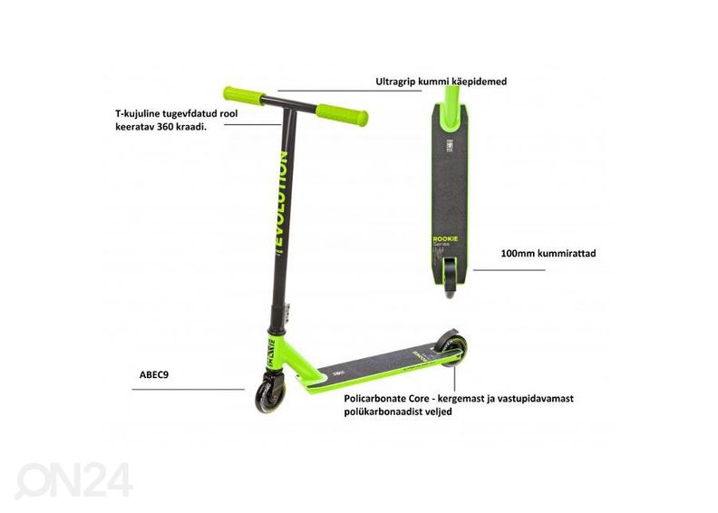 Triki tõukeratas Raven Rookie Lime suurendatud