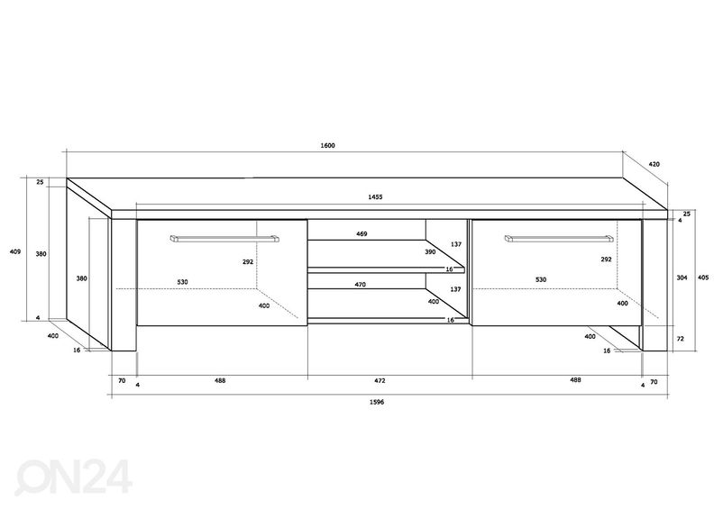 TV-alus 160 cm suurendatud