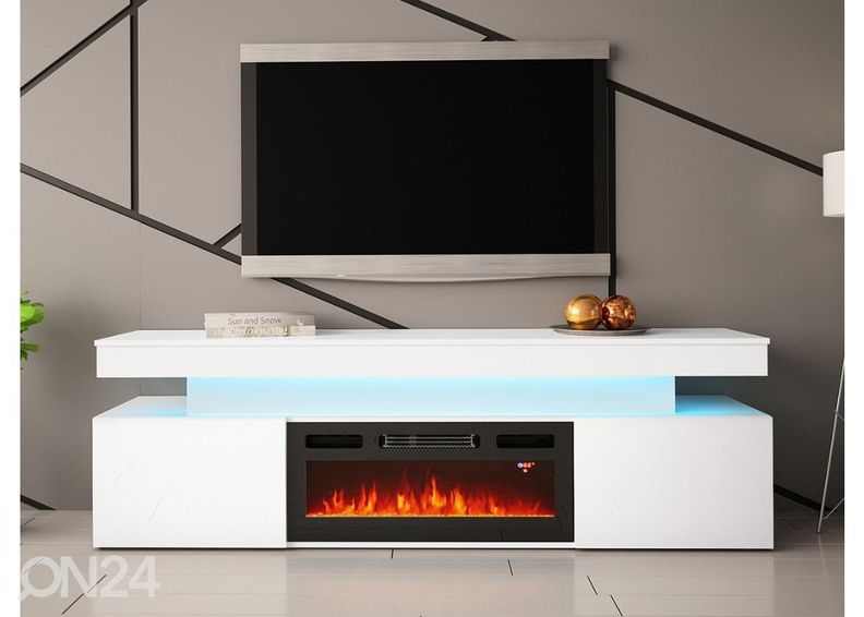 TV-alus Glossa 190 cm + kamin + LED suurendatud