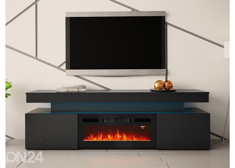 TV-alus Glossa 190 cm + kamin + LED suurendatud