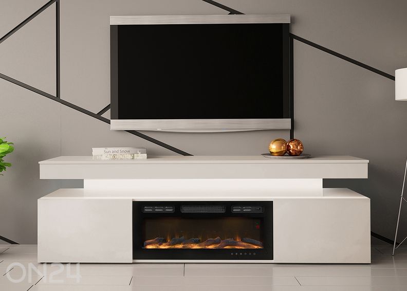 TV-alus Glossa 190 cm + kamin + LED suurendatud