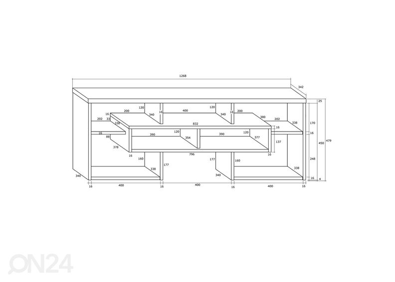 TV-alus Macroom 127 cm suurendatud