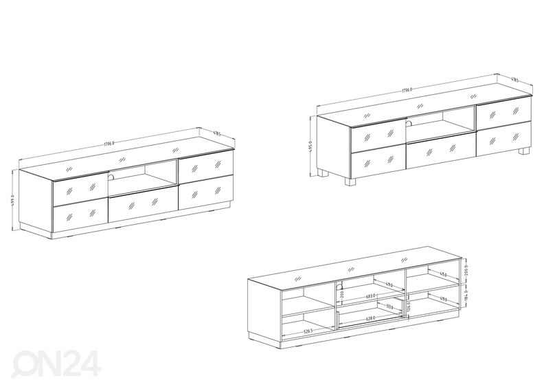 TV-alus, must 180 cm suurendatud