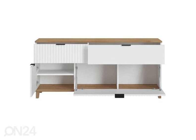 TV-alus Plissee, valge/grandson suurendatud