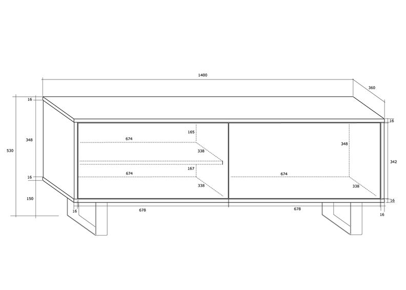 TV-alus Rossca 140 cm suurendatud