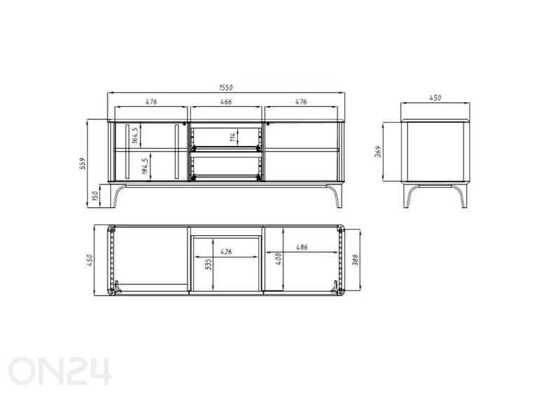 TV-alus S Salt 155 cm suurendatud