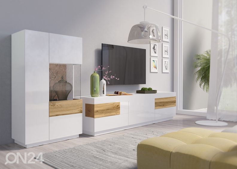 TV-alus valge/tamm suurendatud