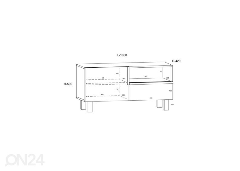 TV-alus Youghal 100 cm suurendatud