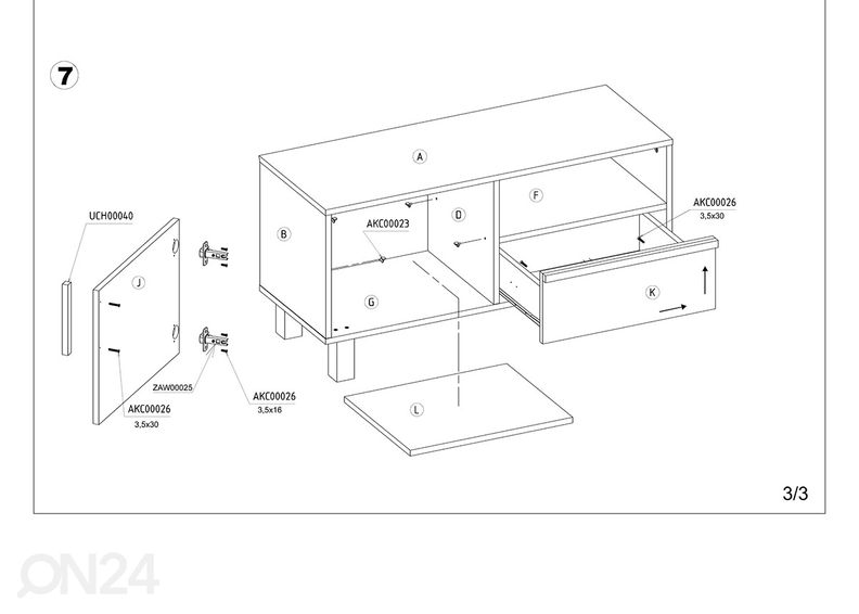 TV-alus Youghal 100 cm suurendatud