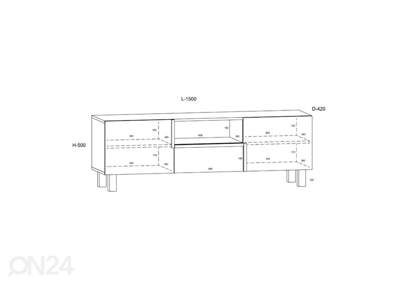 TV-alus Youghal 150 cm suurendatud