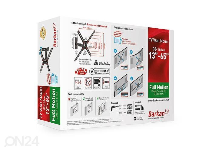 TV-seinakinnitus Barkan BM331, nõgusatele ja lameekraanidele 13"- 65" suurendatud