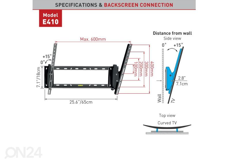 TV-seinakinnitus Barkan E410.B 32"- 90" suurendatud