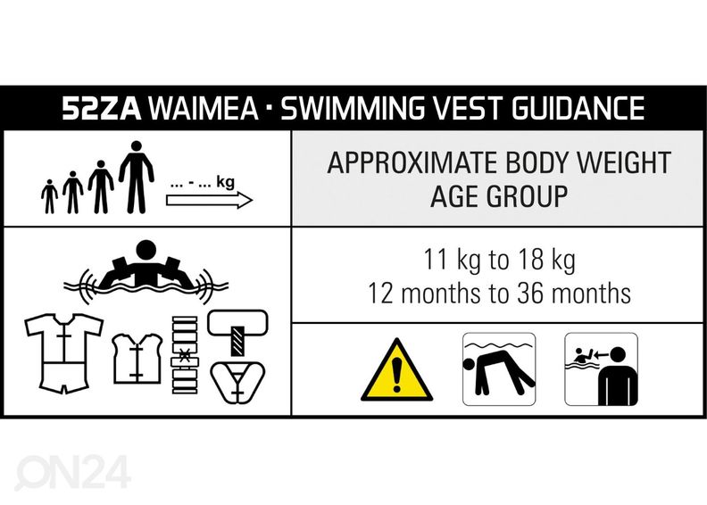 Ujumisvest lastele 1-3 aastat Waimea suurendatud