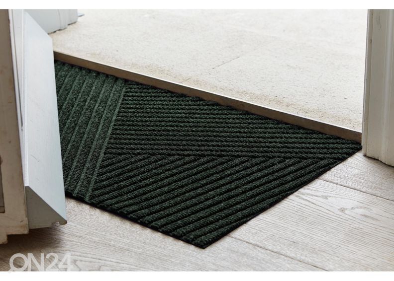 Uksematt Dune Stripes midnight green 45x75 cm suurendatud