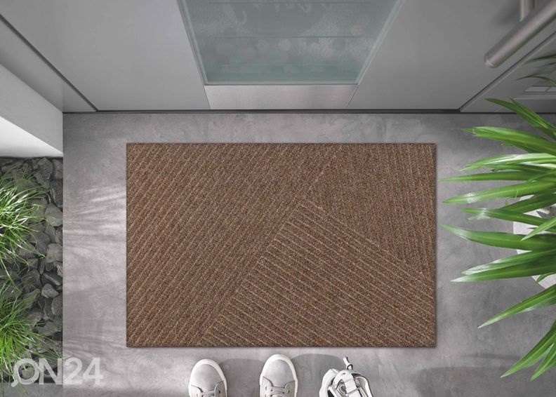 Uksematt Dune Stripes taupe 60x90 cm suurendatud
