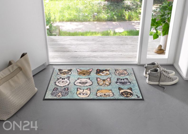 Uksematt Glückskatzen 50x75 cm suurendatud