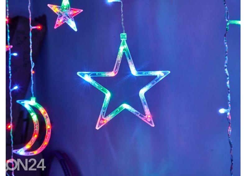 Valguskardin kuu ja tähed 2,5 m 138LED värviline suurendatud