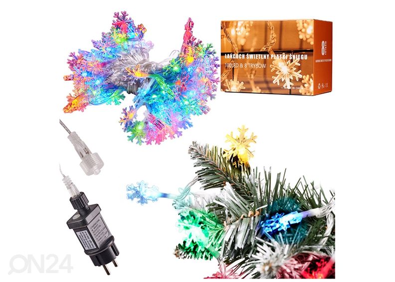 Valguskett jätkatav LED lumehelbed 10m 100LED suurendatud