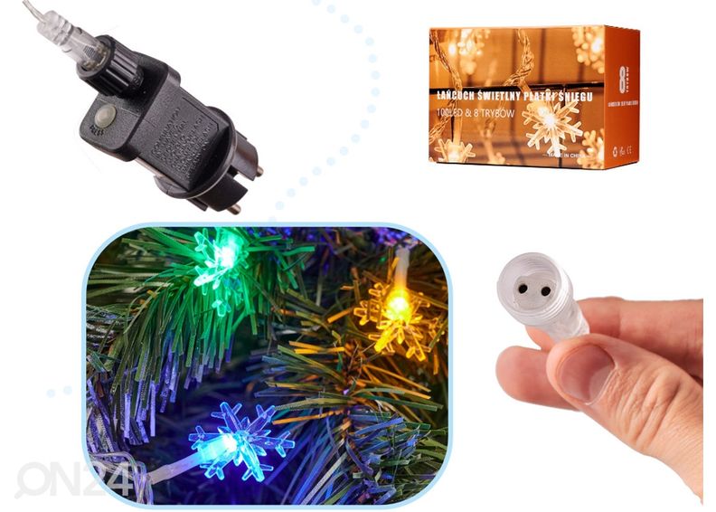 Valguskett jätkatav LED lumehelbed 10m 100LED suurendatud