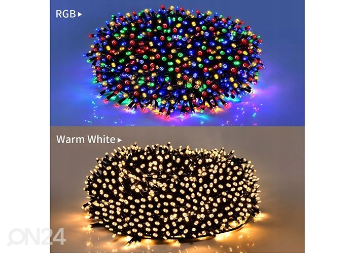 Valguskett päikesepatareiga 2x10 m 200 LED soe valge suurendatud