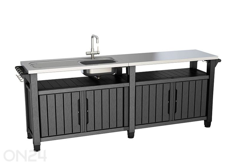 Väliköök valamuga Keter Unity Chef 51x237 cm, grafiit suurendatud