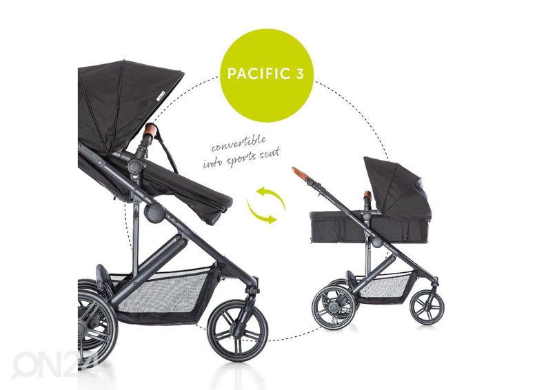 Vankrikomplekt Hauck Essential Pacific 3 Shop N Drive Caviar suurendatud