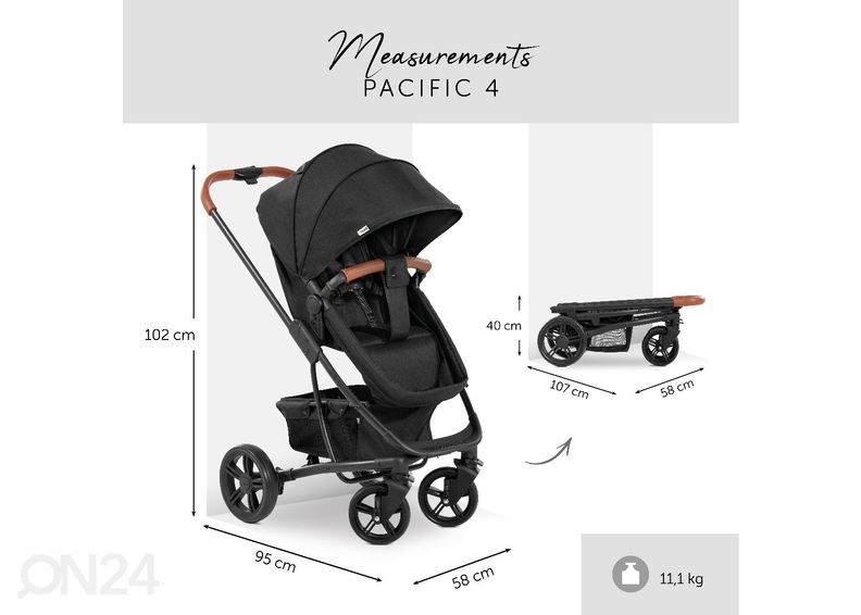 Vankrikomplekt Hauck Essential Pacific 4 Shop N Drive Caviar suurendatud