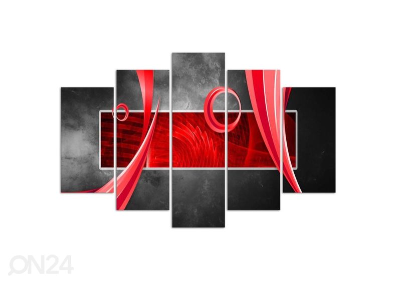 Viieosaline seinapilt Abstract Red Rectangle 200x100 cm suurendatud