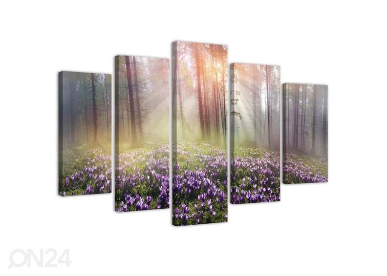 Viieosaline seinapilt Crocuses on a clearing 150x100 cm suurendatud
