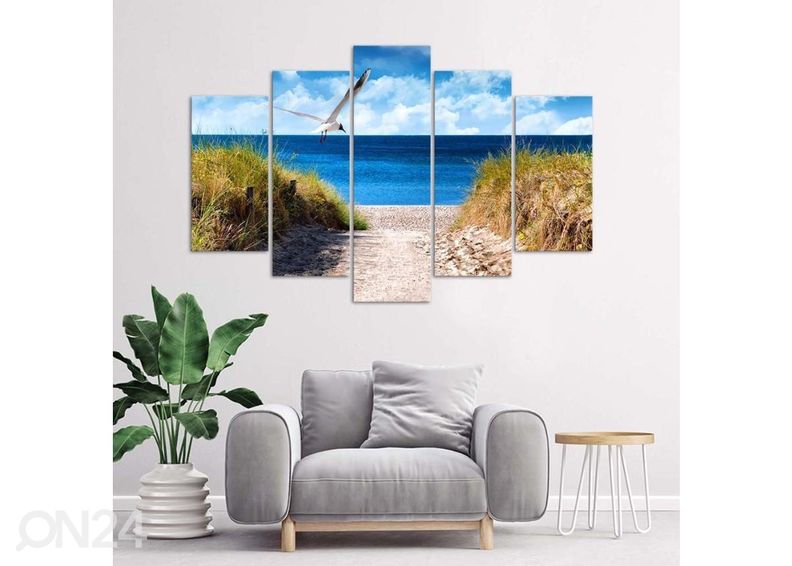 Viieosaline seinapilt Greeting to the Sea 100x70 cm suurendatud
