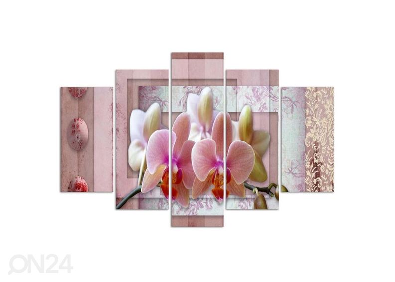 Viieosaline seinapilt Pink Orchid 100x70 cm suurendatud