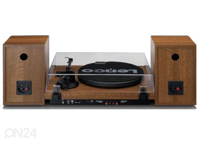 Vinüülplaadimängija väliste kõlarite ja BT ühendusega Lenco LS480WD, puit suurendatud