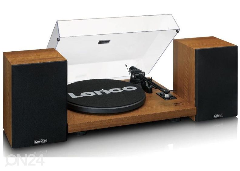 Vinüülplaadimängija väliste kõlarite ja BT ühendusega Lenco LS480WD, puit suurendatud