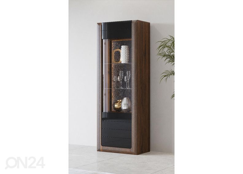 Vitriinkapp Cassandra 73 cm, pähkel/läikiv must suurendatud