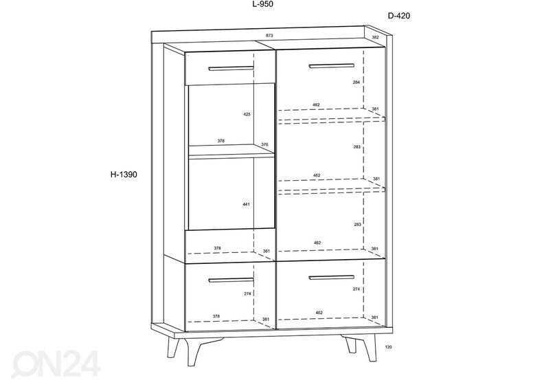 Vitriinkapp Kinsale 95 cm suurendatud