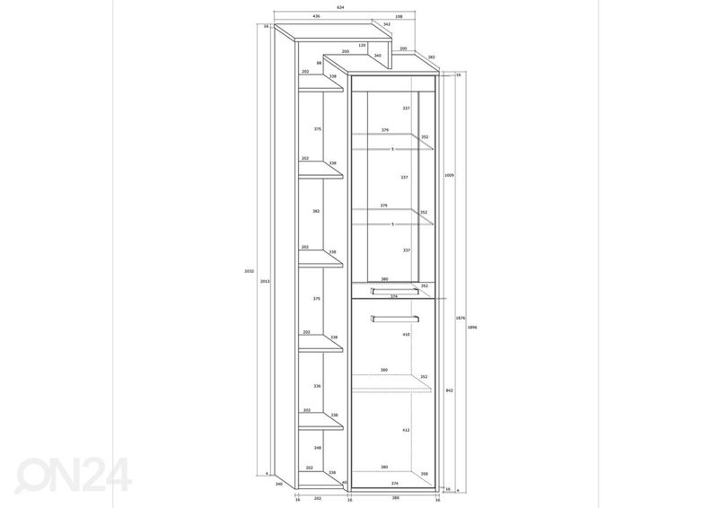 Vitriinkapp Macroom 64 cm suurendatud