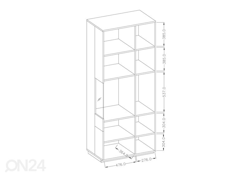Vitriinkapp, matera/tamm, vasakpoolne suurendatud