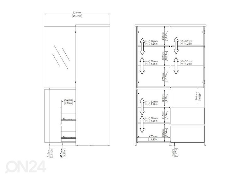 Vitriinkapp Next 100 cm suurendatud
