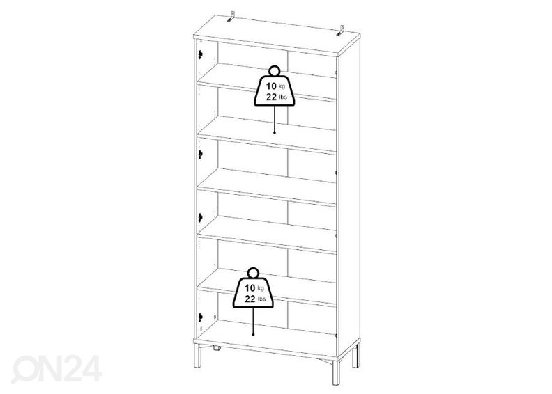 Vitriinkapp Roma 88 cm, valge suurendatud