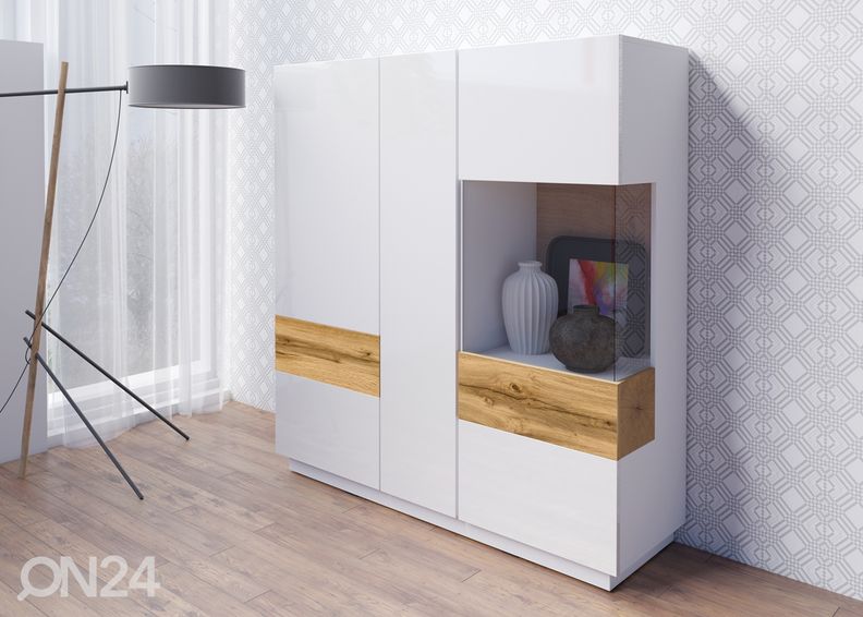 Vitriinkapp valge/tamm suurendatud