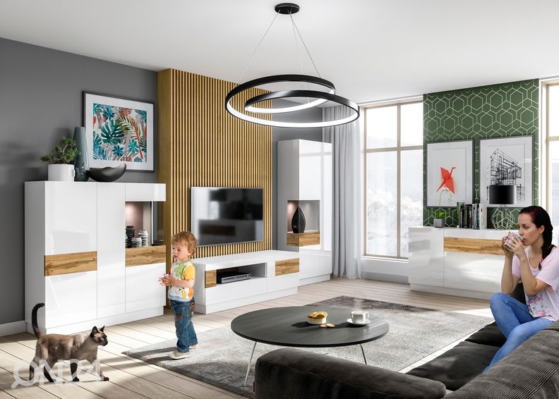 Vitriinkapp valge/tamm suurendatud