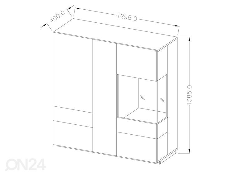 Vitriinkapp valge/tamm suurendatud