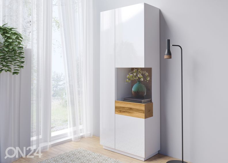 Vitriinkapp valge/tamm, parempoolne suurendatud