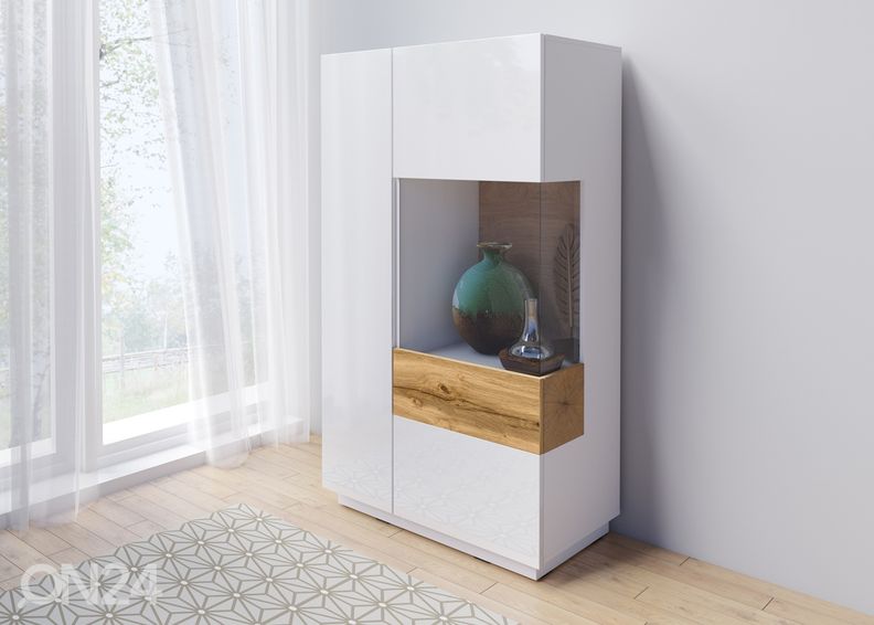 Vitriinkapp valge/tamm, parempoolne suurendatud