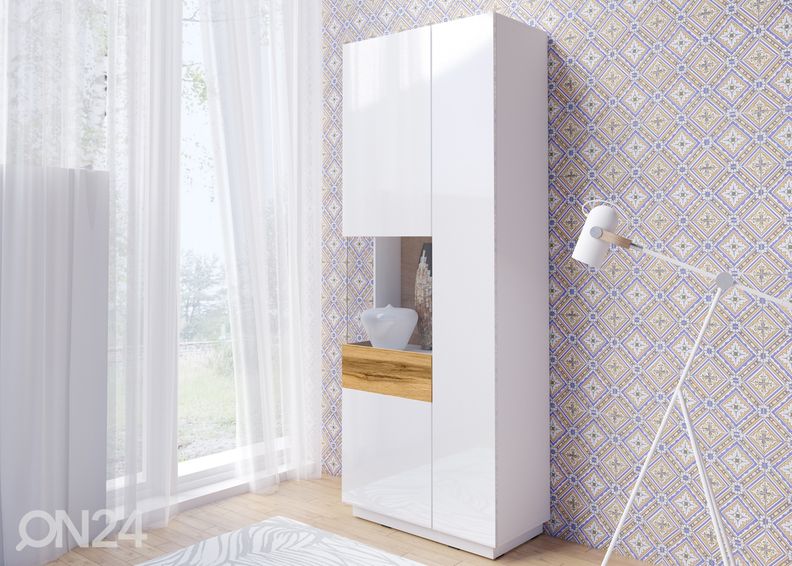 Vitriinkapp valge/tamm, vasakpoolne suurendatud